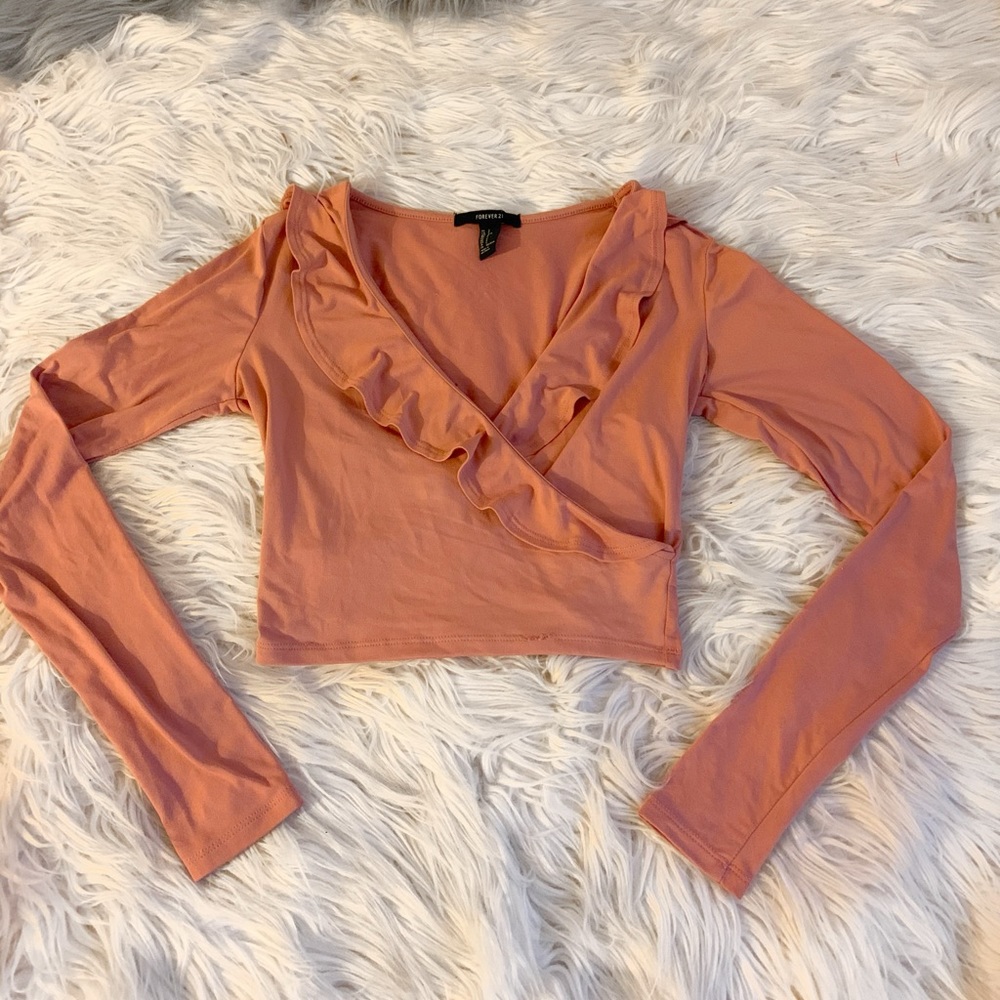 Peach Crop Top Long Sleeve